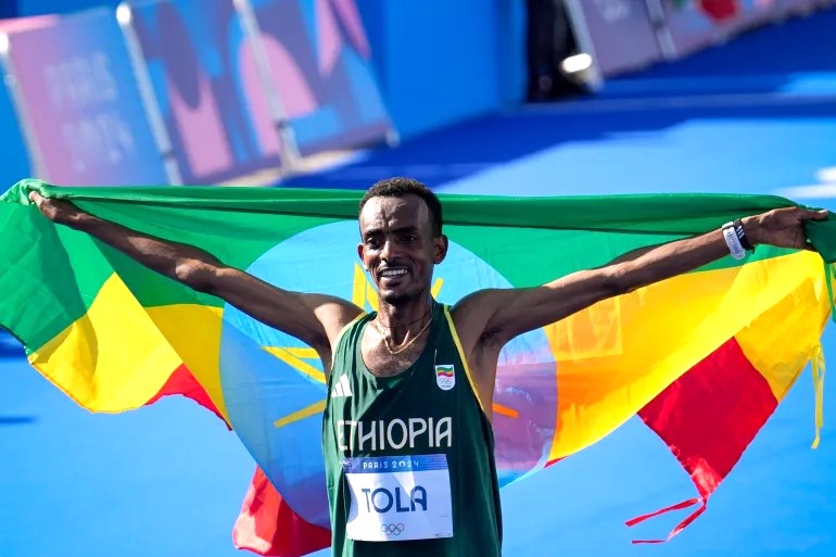 Ethiopia's Tamirat Tola wins marathon at Paris Olympics