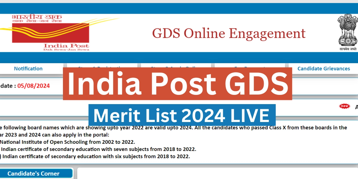 India Post GDS Merit List 2024 LIVE Gramin Dak Sevak Results Expected Soon