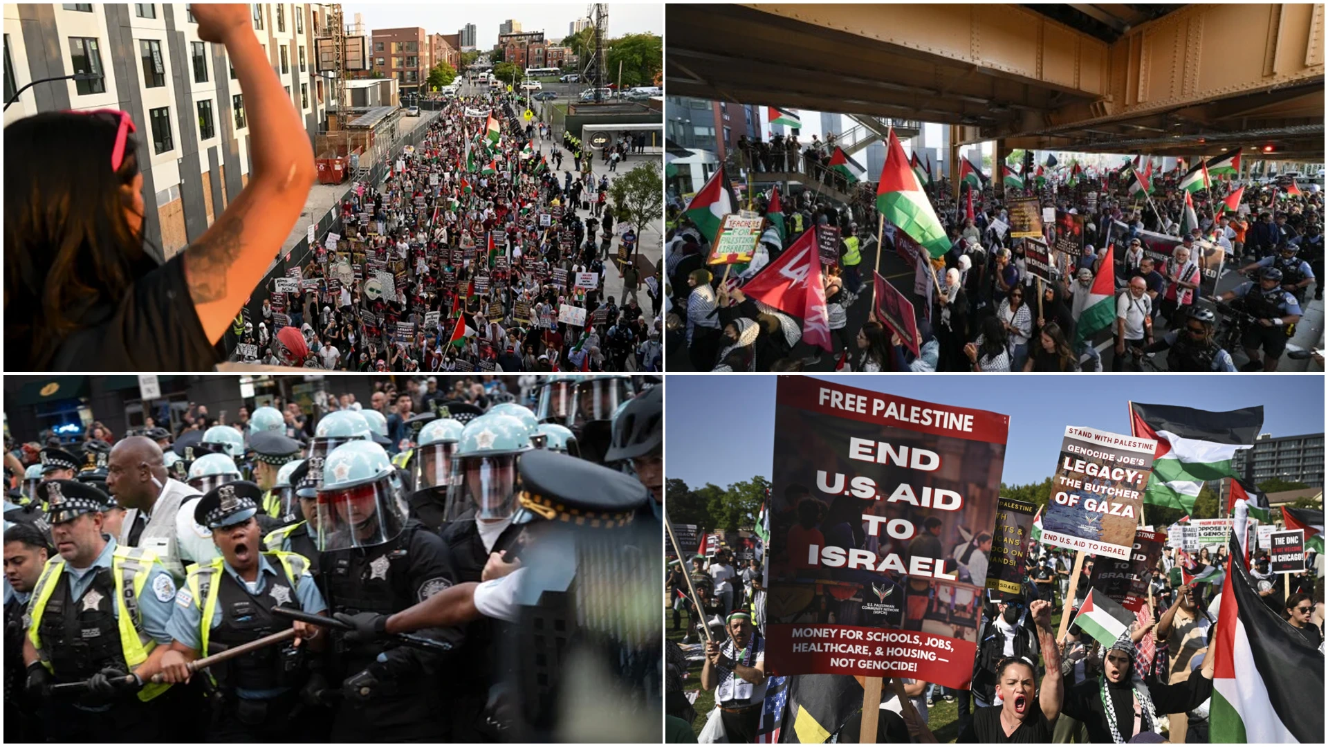 Over 2,000 pro-Palestinian protesters march outside Democratic convention for third night, 56 detained