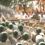 Police action in Ranchi during BJP's protest, tear gas and water cannon used