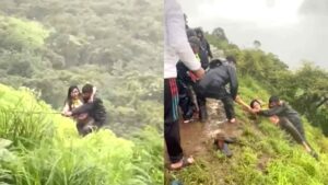 Pune woman falls into 100-foot deep gorge, rescued, video goes viral