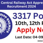 RRC, West Central Railway Act Apprentice Recruitment 2024 – Apply Online for 3317 Vacancy