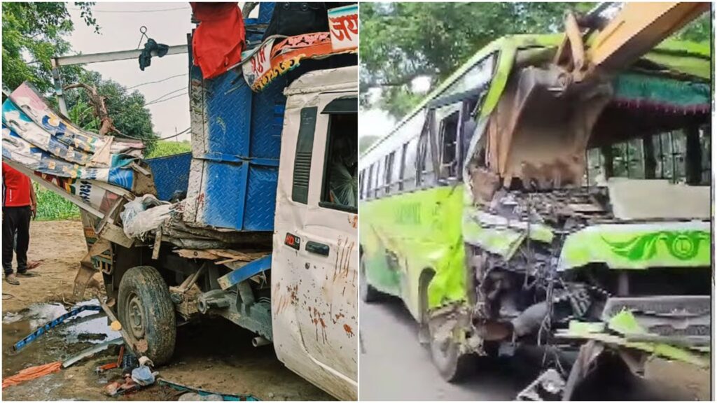 Road accident in Bulandshahr 11 passengers killed, 27 injured in collision between a Max pickup and a bus