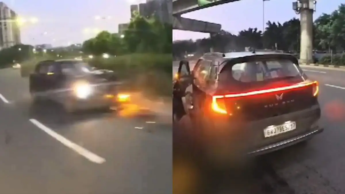 Gurugram accident caught on camera Car coming from wrong side hits bike rider, causes his death