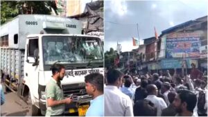 People took to the streets in Dharavi against the demolition of a part of a mosque, vandalised a BMC vehicle